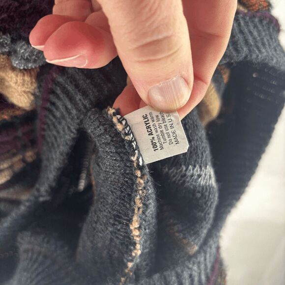 La Vane New York Coogi Style Pull Over Textured Purple Blue Sweater Size XL - Picture 6 of 6